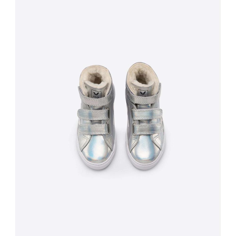 Inalti Copii Veja ESPLAR MID FURED LEATHER Silver/White | RO 693CTV